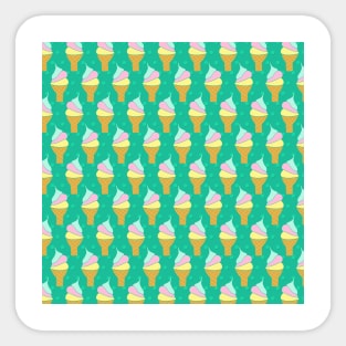 Soft Ice Cream Cones on Green Polka Dots Sticker